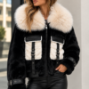 Палто от еко косъм Black & white