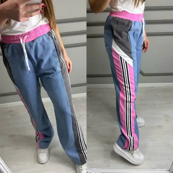 Спортен дънков панталон "Pink denim"