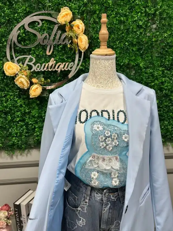 Тениска "Blue teddy"