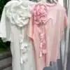 Тениска с 3Д рози - снимка 3