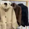 Кашмирена жилетка с джоб еко косъм - снимка 2