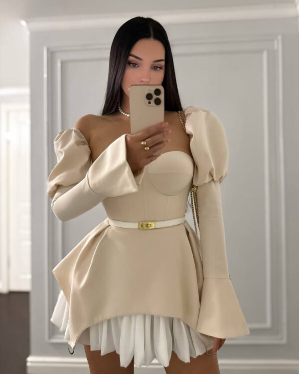 Рокля Beige elegance - снимка 2